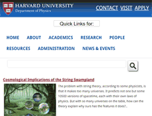 Tablet Screenshot of physics.harvard.edu